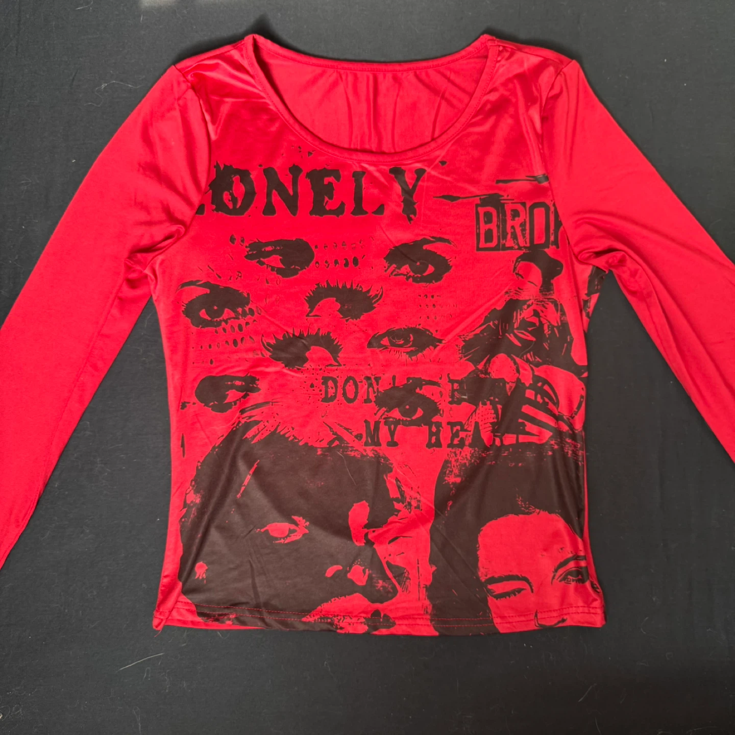 Red Graphic Long Sleeve Top - photo 2