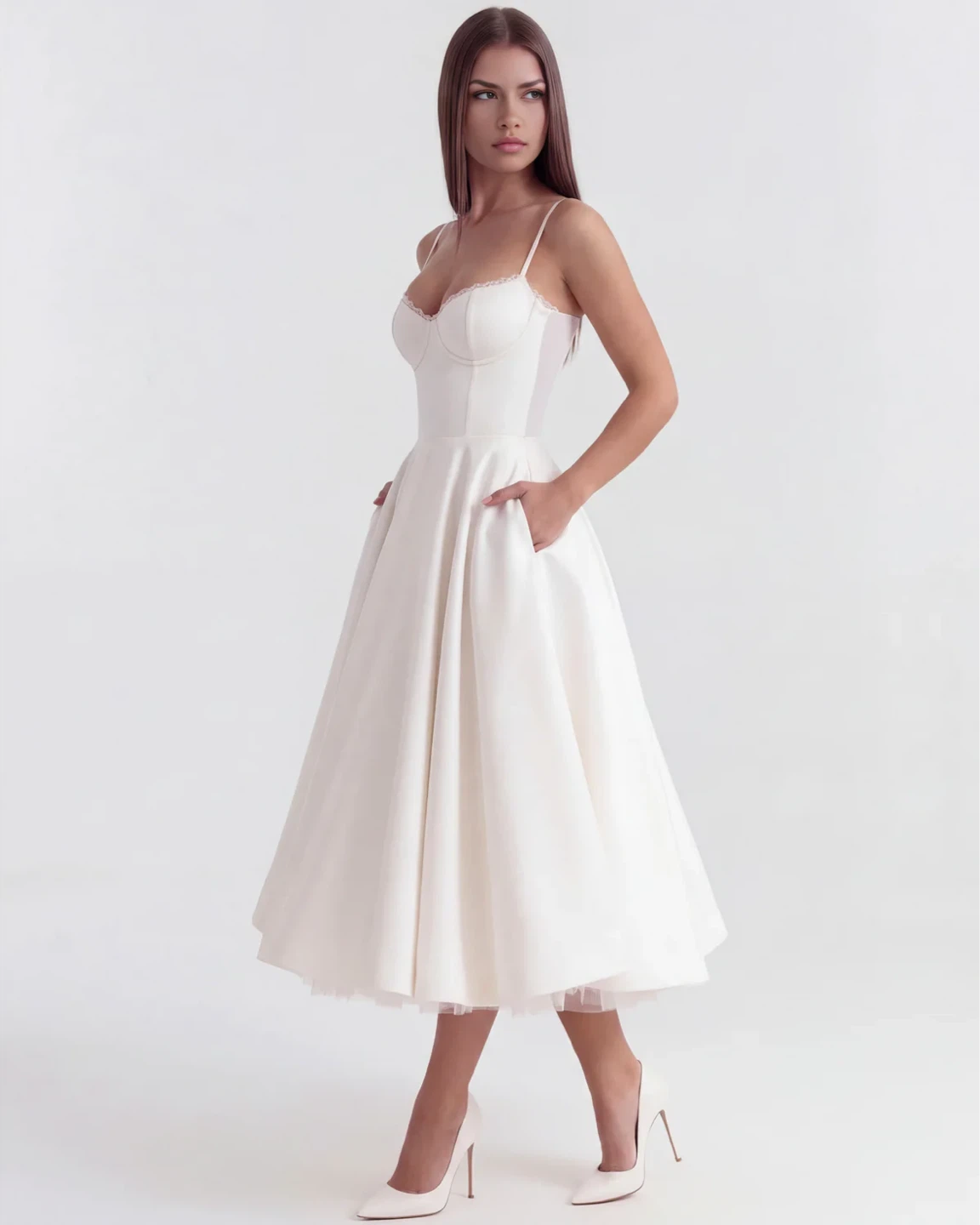 White Midi Dress - Selene by Almond Muse - photo 3