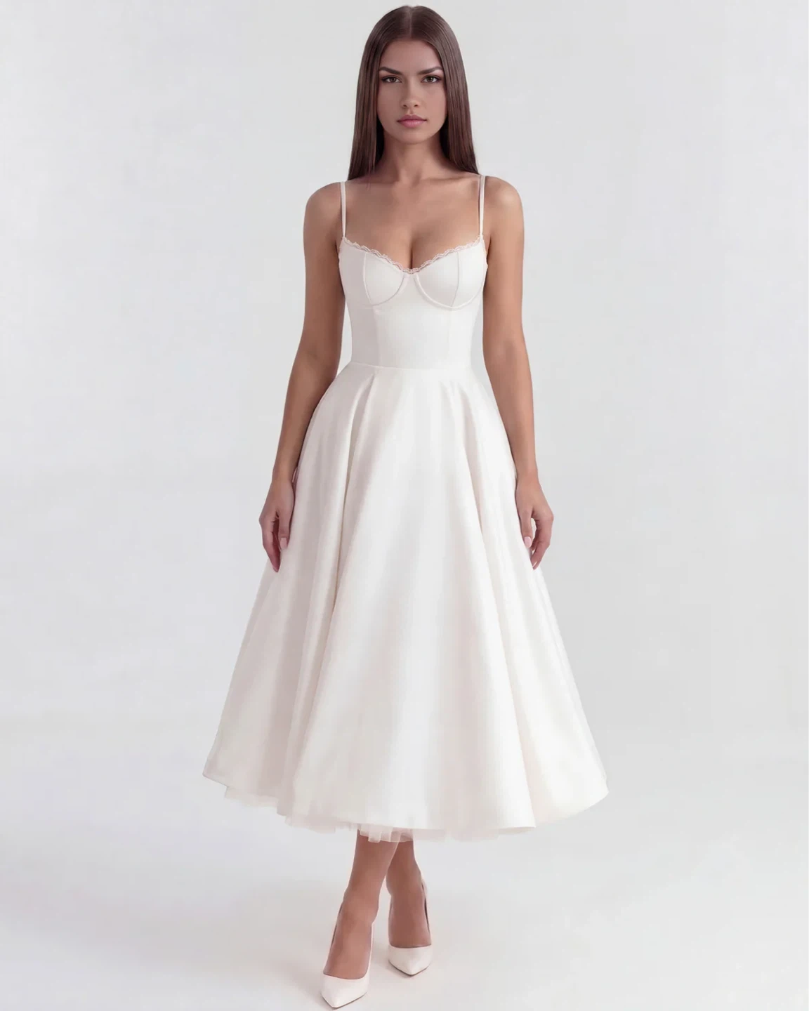 White Midi Dress - Selene by Almond Muse - photo 2