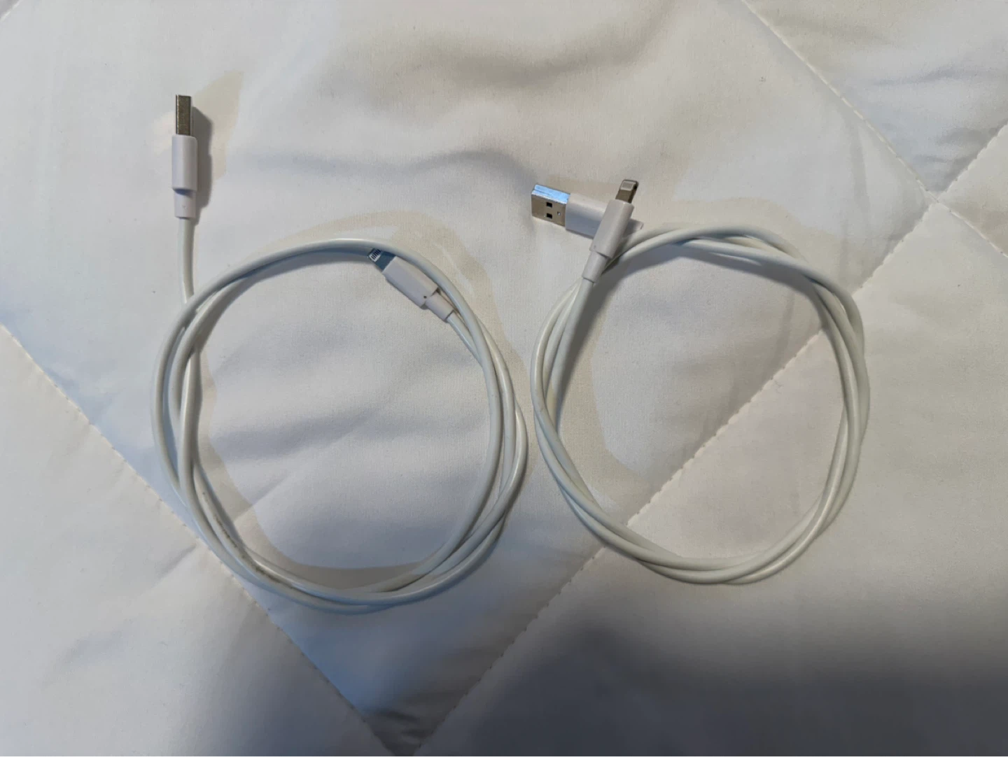 2 White USB Charging Cables (Lightning & USB-C)