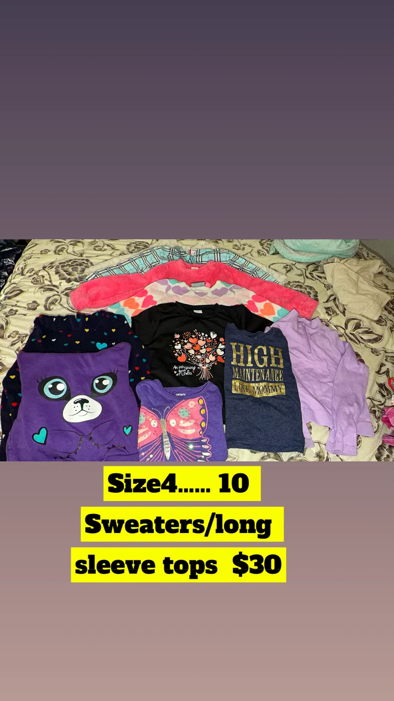 Girls Sweaters, jacket and Long Sleeve Tops - Size 4-10