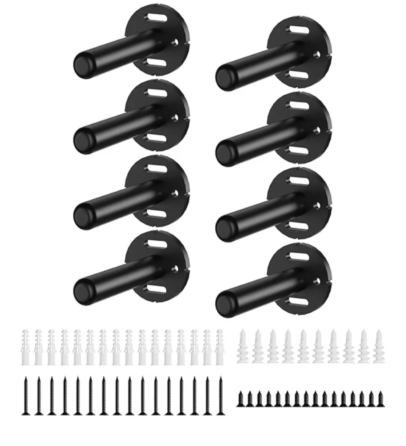 Set of 8 Black Floating Shelf Brackets with Screws and Anchors