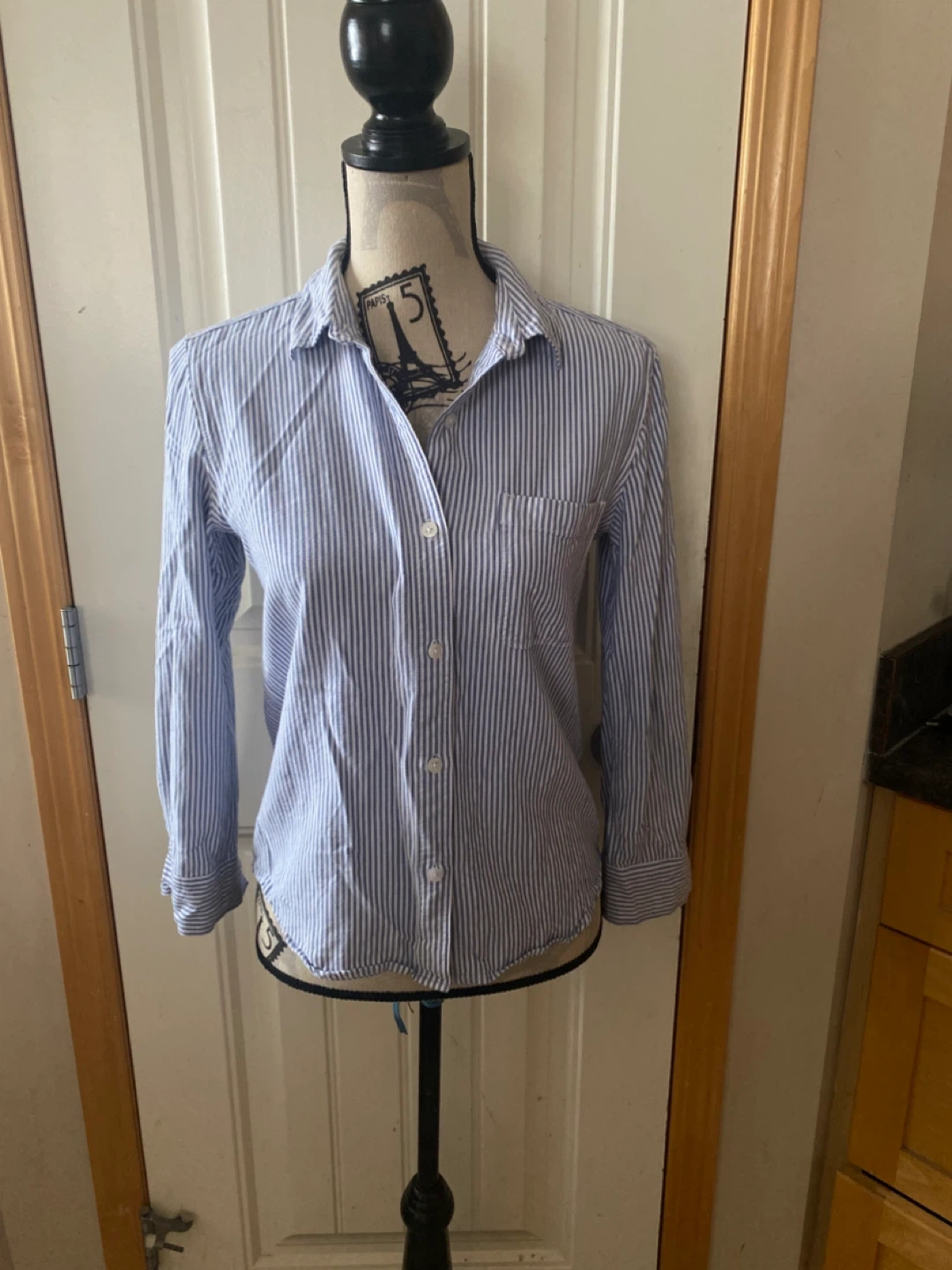 Sunday Best Blue Striped Button-Up Shirt - Size S - photo 2
