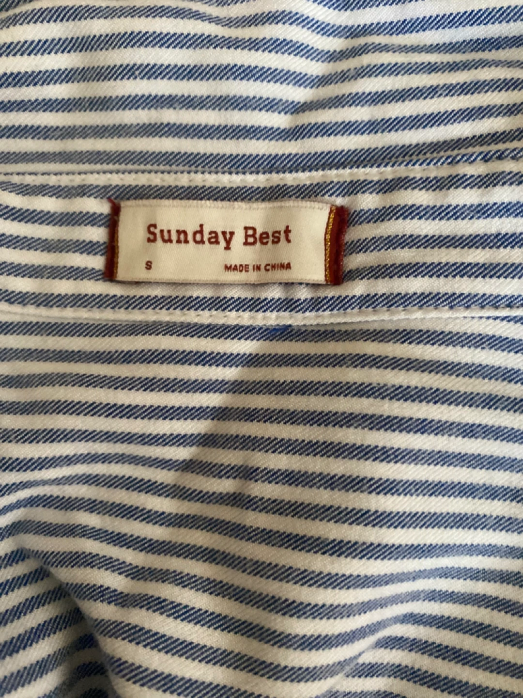 Sunday Best Blue Striped Button-Up Shirt - Size S - photo 4