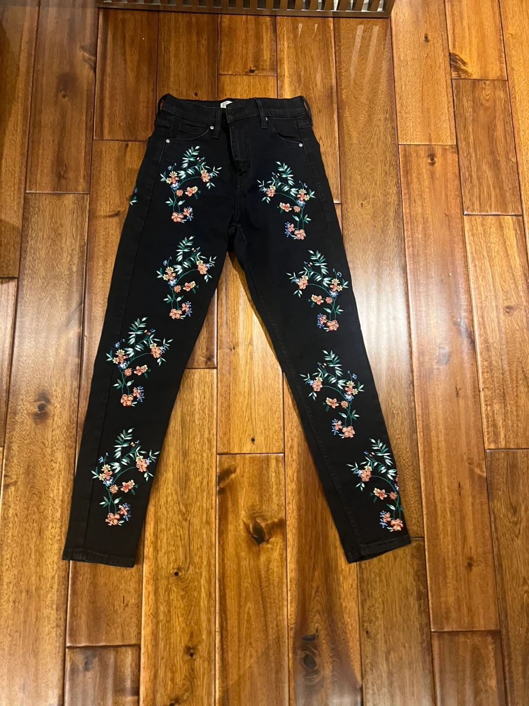 Black Embroidered Jamie Jeans - photo 3