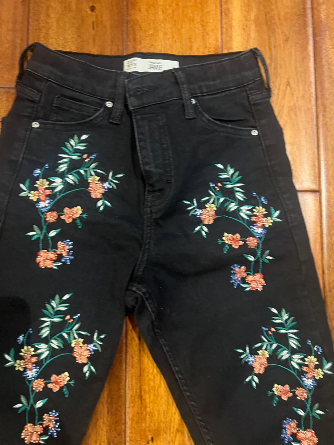 Black Embroidered Jamie Jeans - photo 2