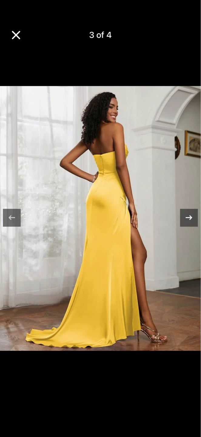 Yellow Strapless High Slit Formal Gown - photo 3