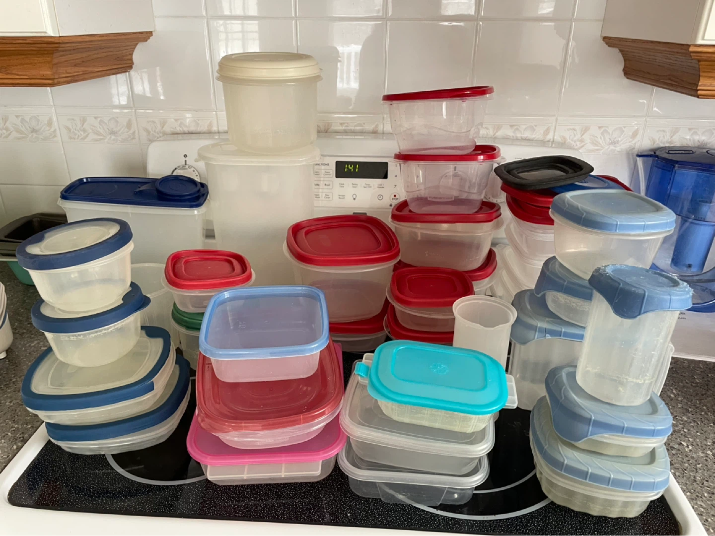Assorted Plastic Food Storage Containers with Lids