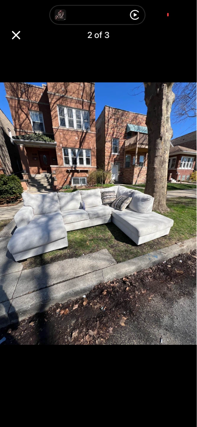 2piece sectional and ottoman with pillows