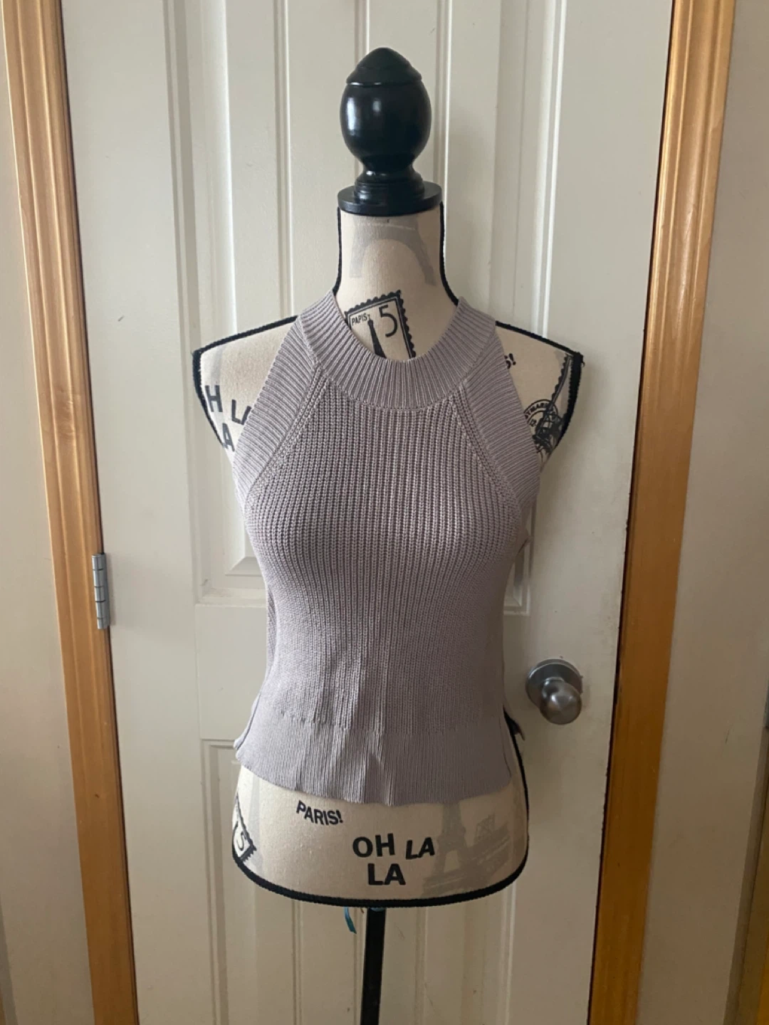 Wilfred Grey Ribbed Halter Neck Tank Top - XS