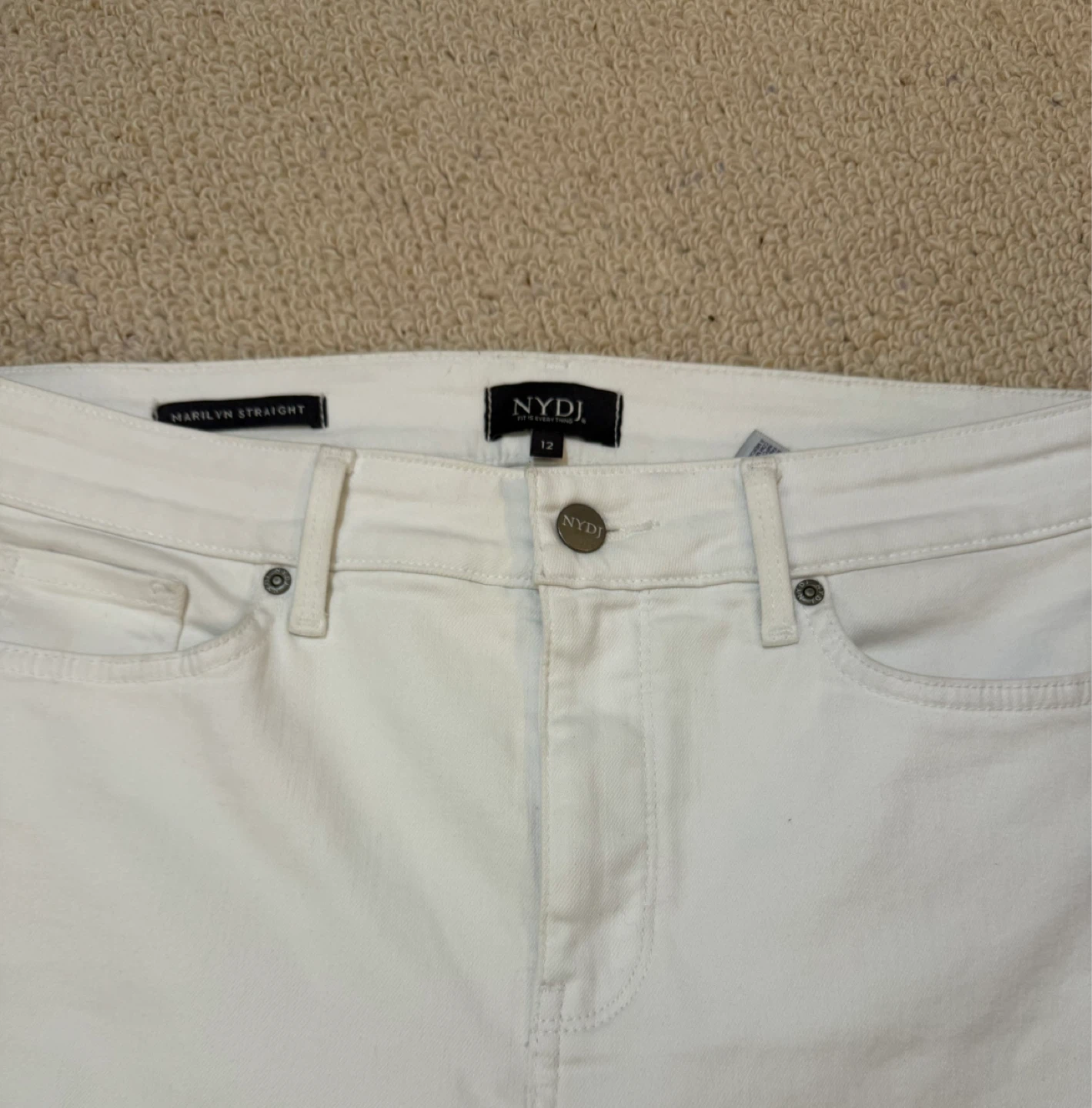 NYDJ Marilyn Straight Jeans White Size 12 - photo 2