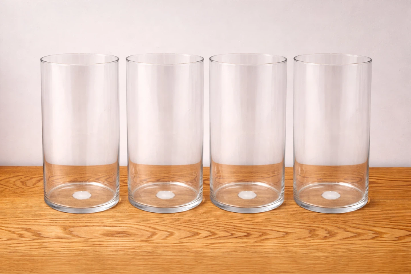 Set of 4 Clear Glass Vases – Modern Cylinder Style