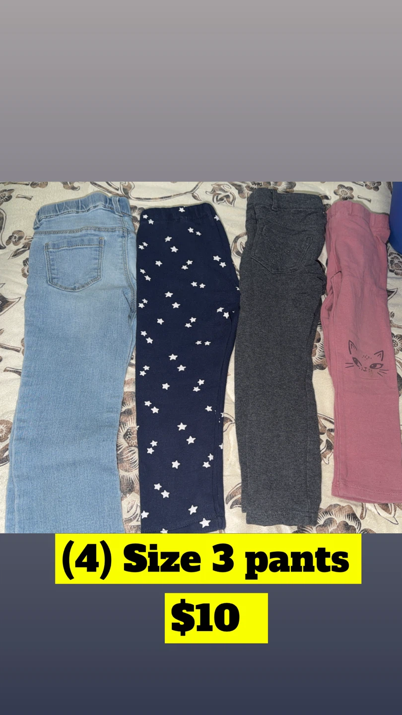 Four pairs of size 3 pants