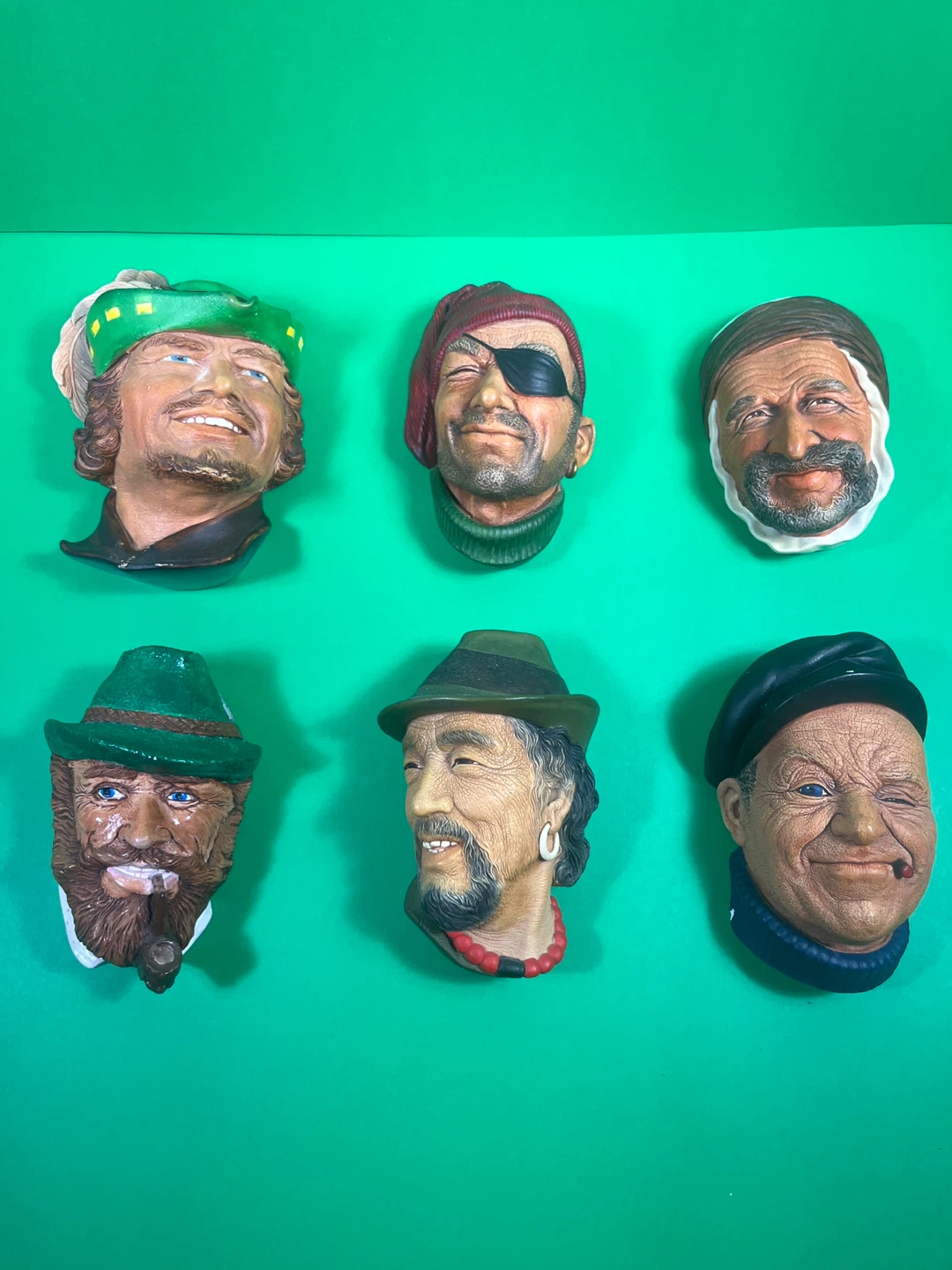 Set of 6 Vintage Character Wall Masks