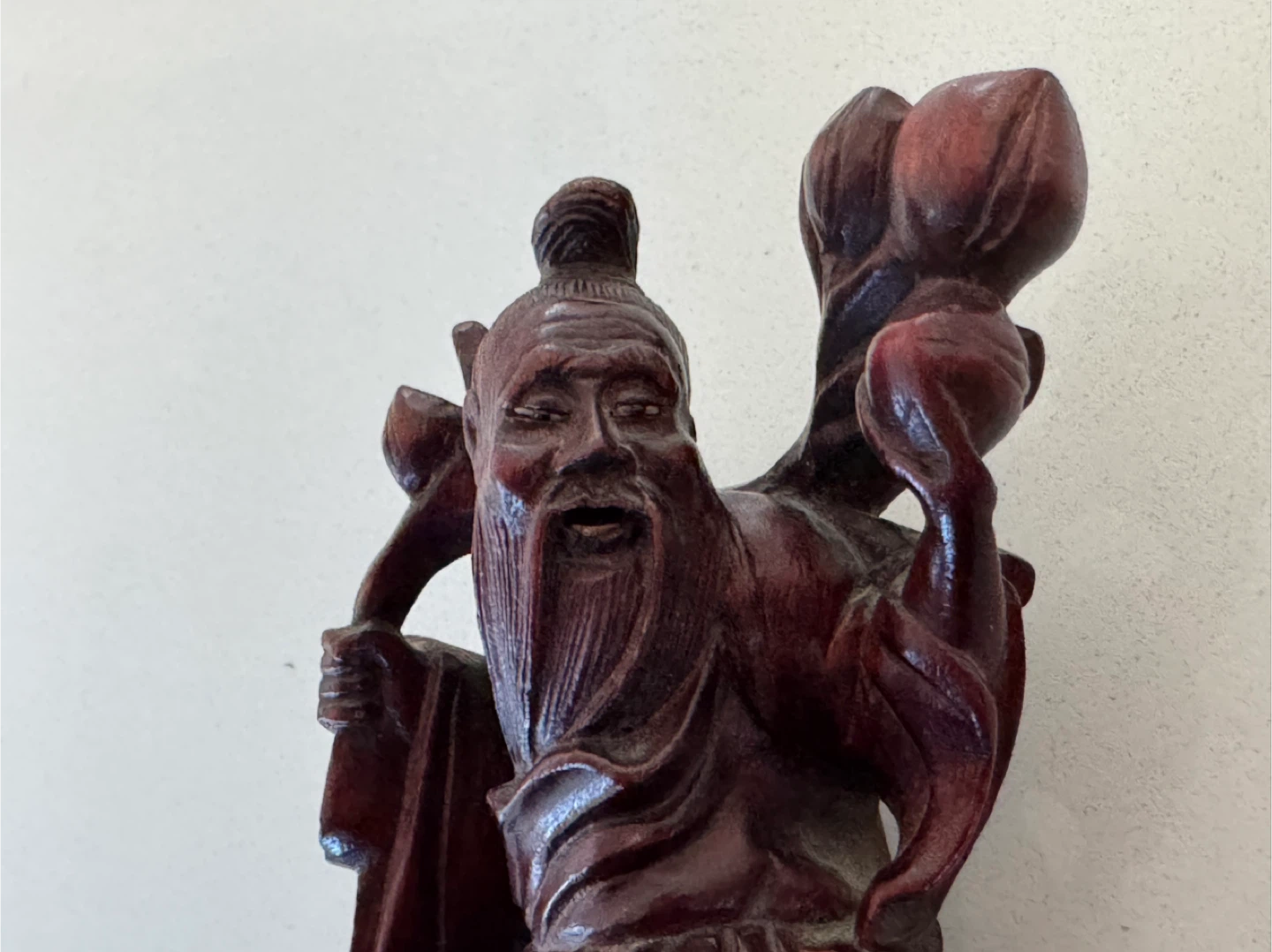 Antique Chinese Hand Carved Rosewood Shoulao Longevity Figurine - photo 2