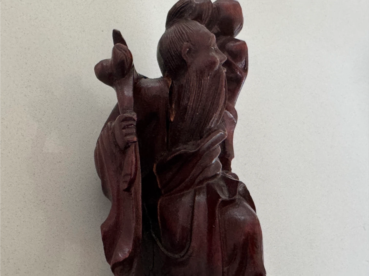 Antique Chinese Hand Carved Rosewood Shoulao Longevity Figurine - photo 3