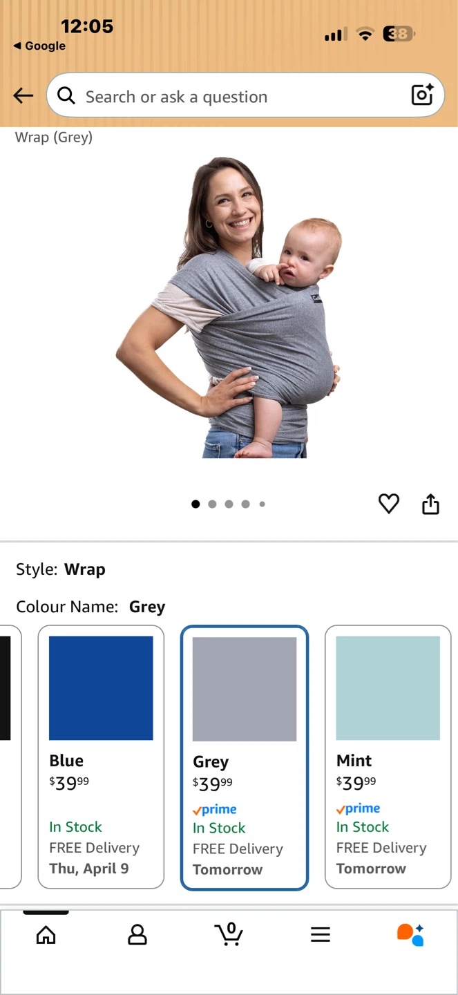 CuddleBug Baby Wrap - Grey