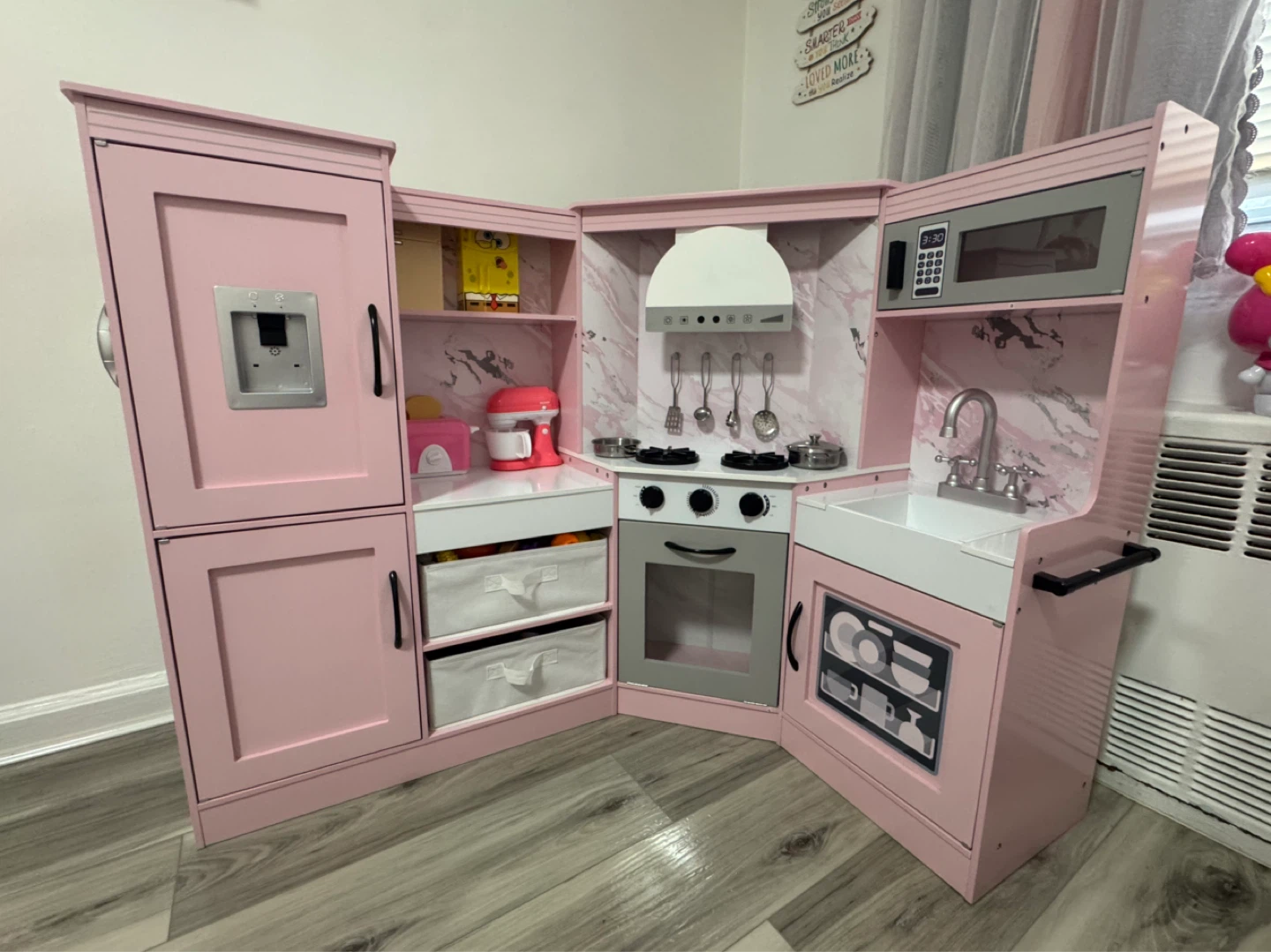 KidKraft Pink Wooden Play Kitchen with Accessories