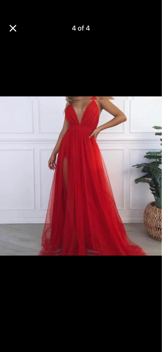 White Fox Red Tulle Gown - photo 4