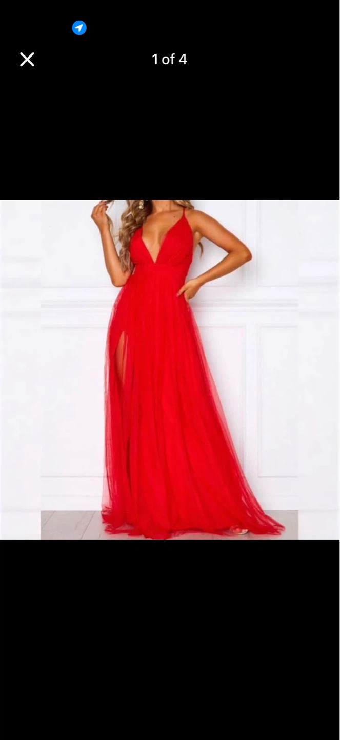 White Fox Red Tulle Gown