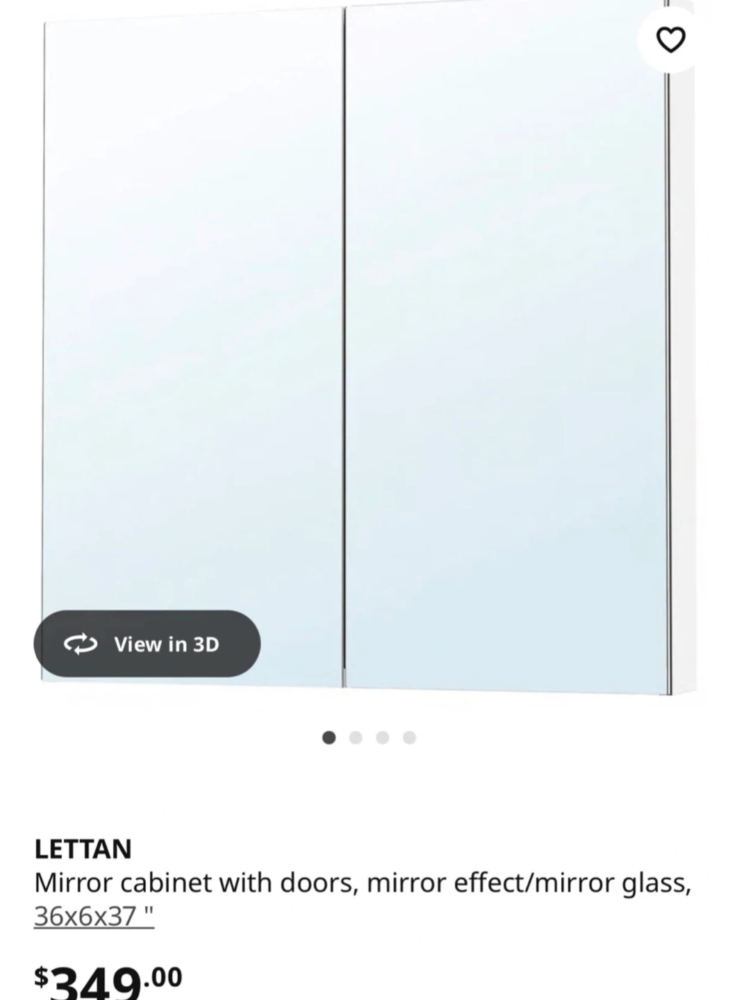 IKEA LETTAN Mirror Cabinet - White, 36x6x37" - photo 2