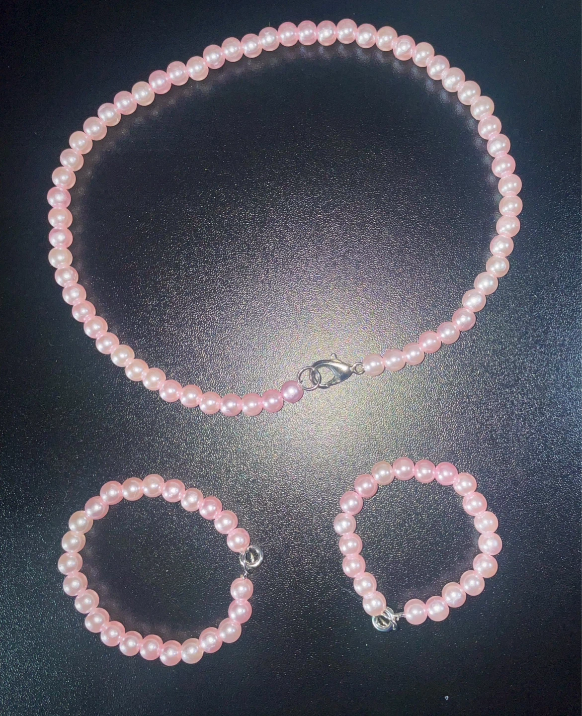 Pearl Necklace and Bracelet Set