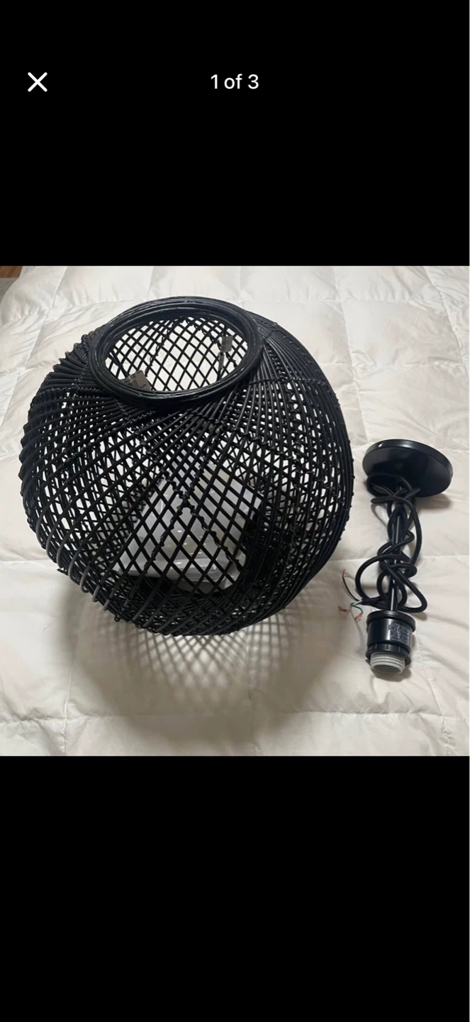 Black Woven Globe Pendant Light