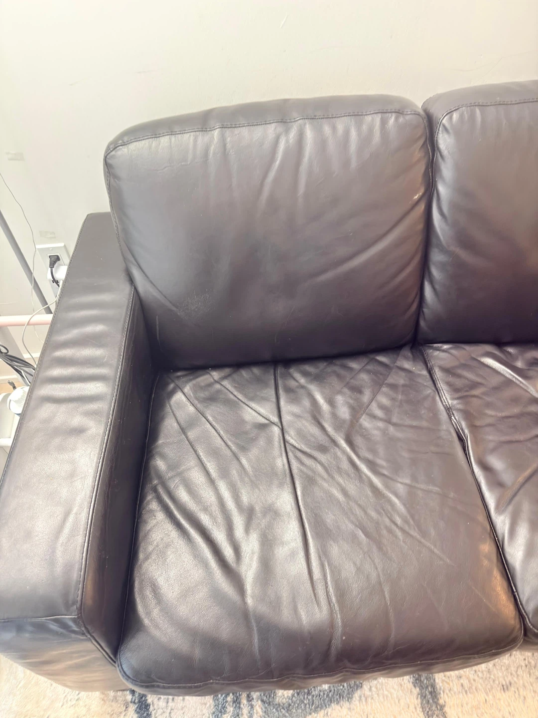 Black Leather Sofa - photo 2