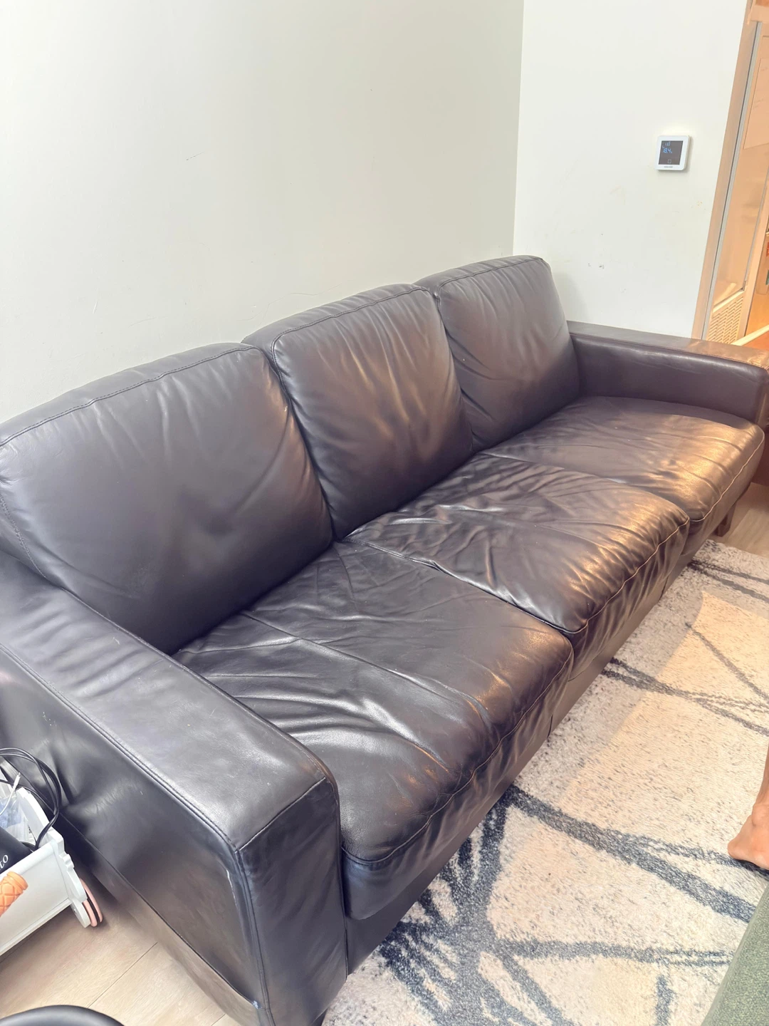 Black Leather Sofa - photo 3