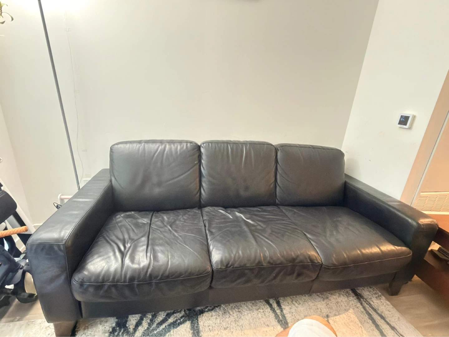 Black Leather Sofa - photo 4