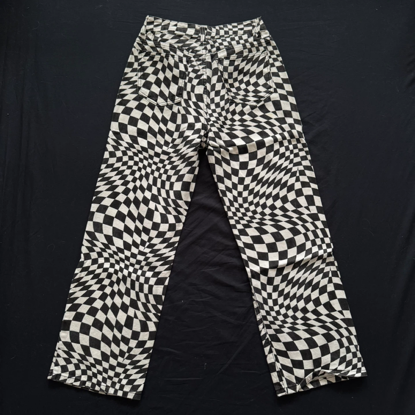 Checkerboard Wide Leg Jeans - photo 2
