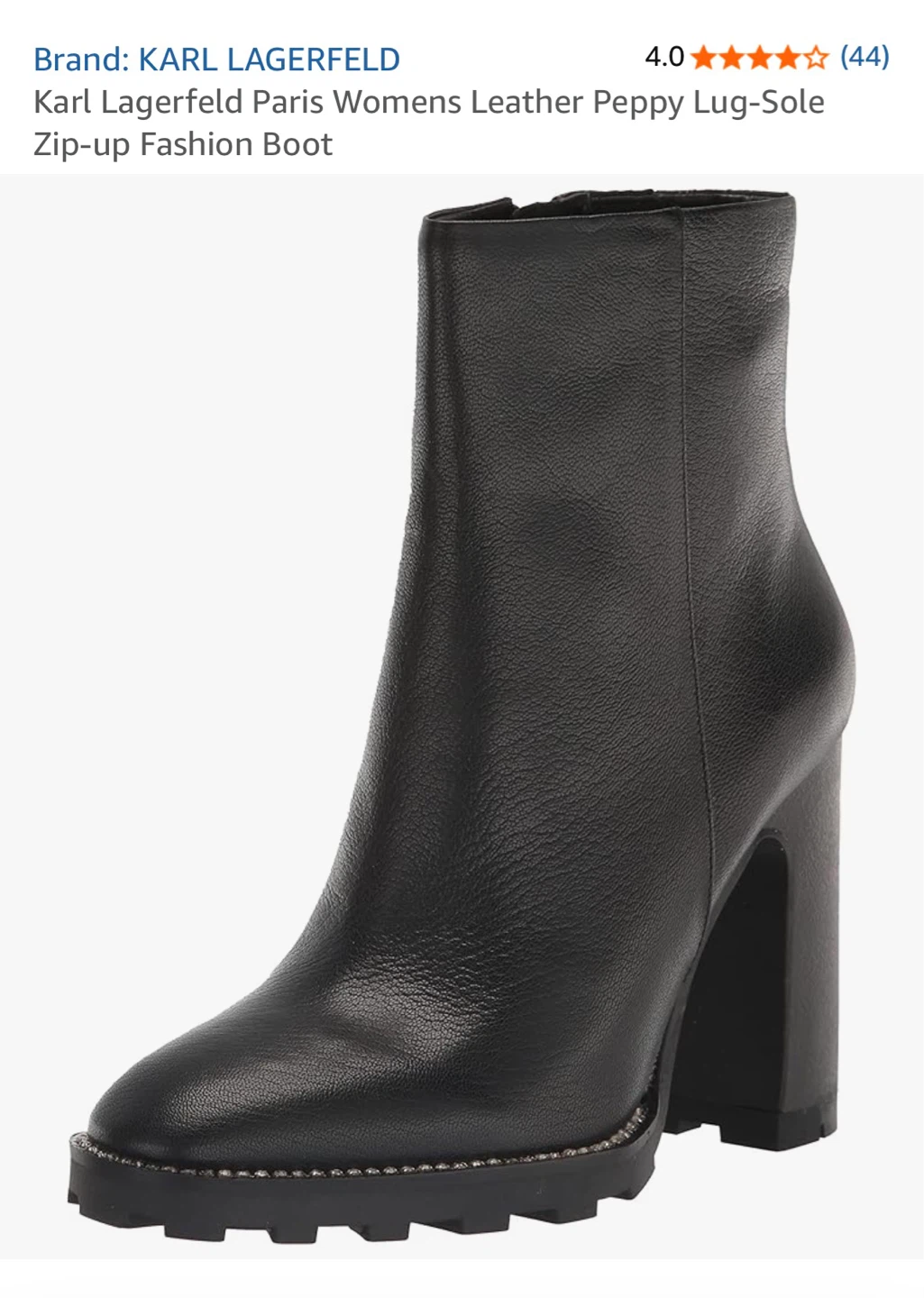 Karl Lagerfeld Paris Women's Black Leather Lug-Sole Boots