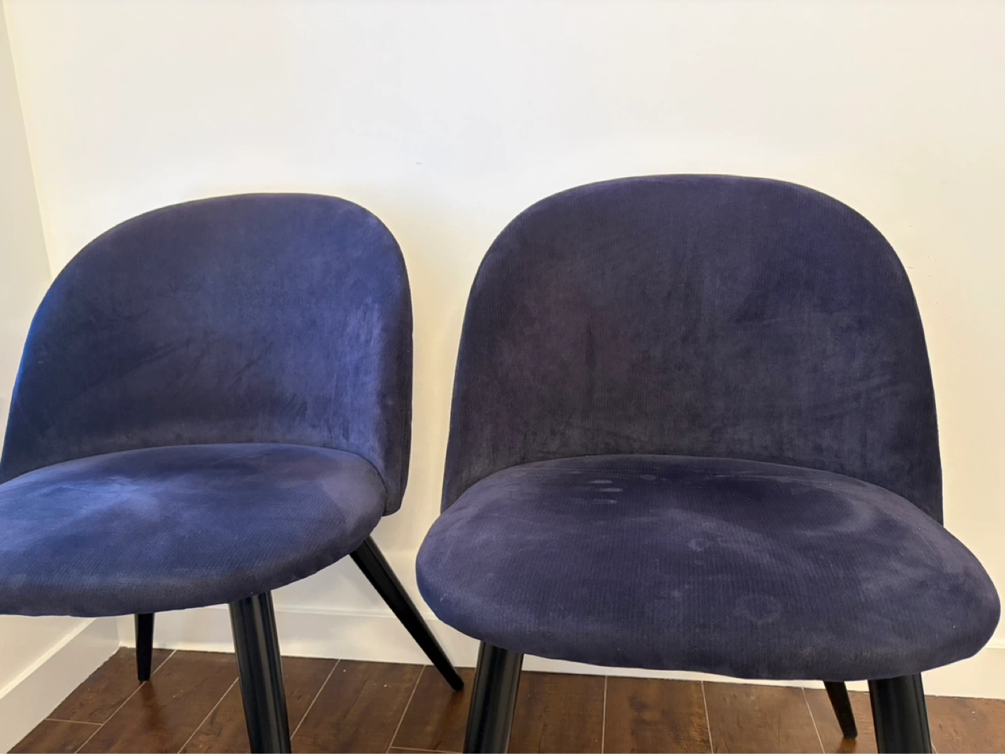 Four Blue Velvet Dining Chairs