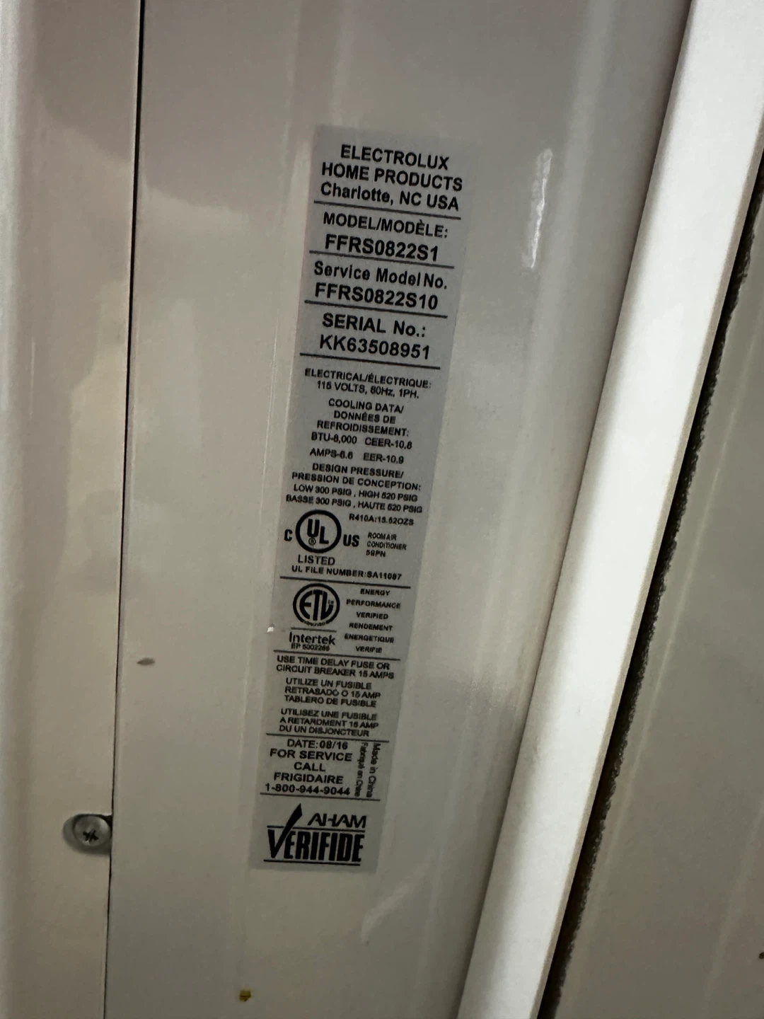 Frigidaire Casement Window Air Conditioner FFRS0822S1 - photo 4