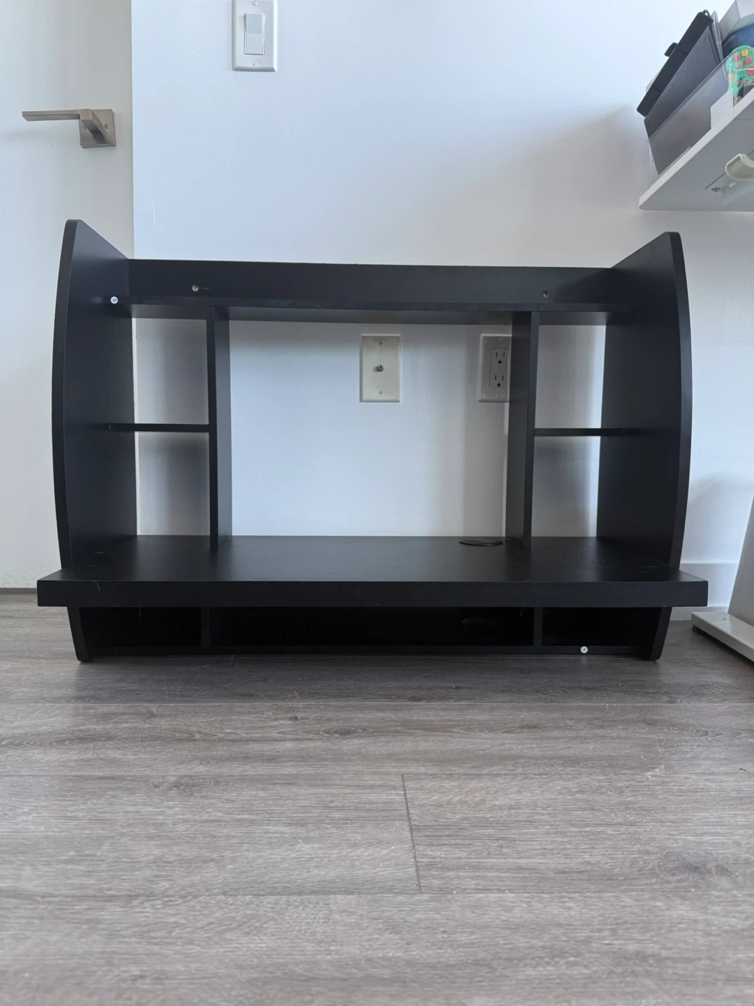 Black Desk with Shelves Wall Mounted