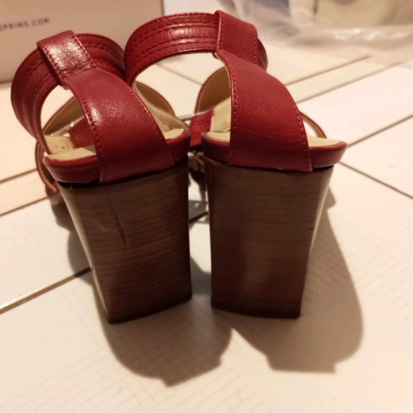 ALDO Red Leather Heeled Sandals Size 37 - photo 2