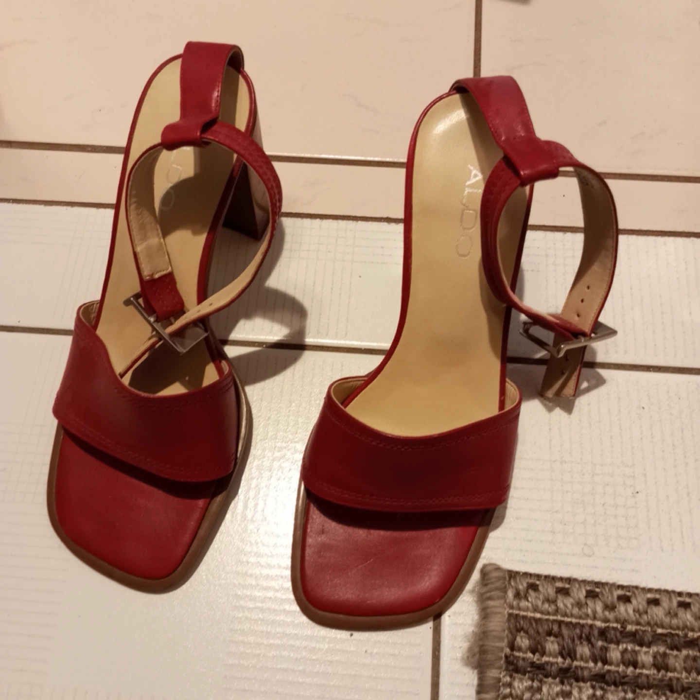 ALDO Red Leather Heeled Sandals Size 37