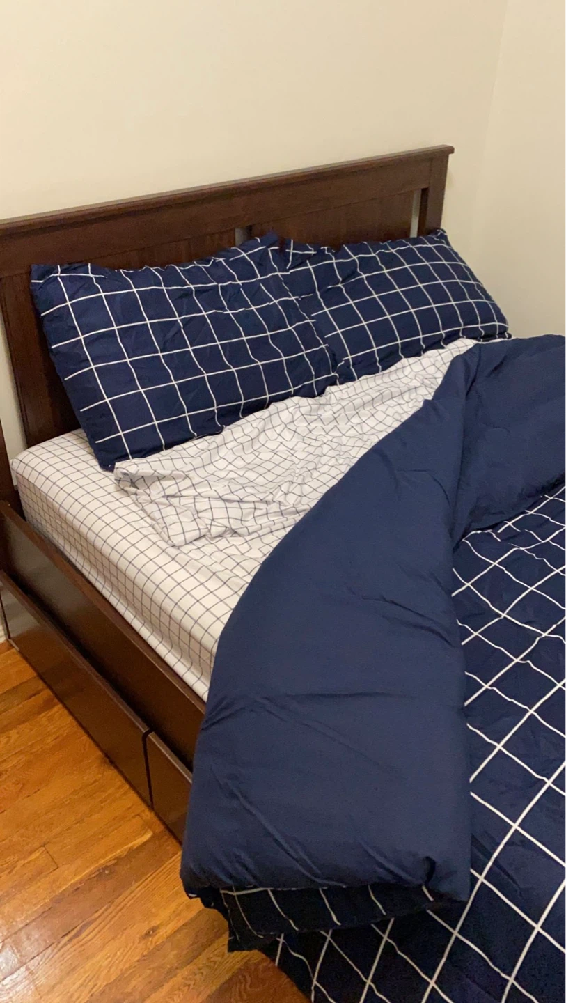 Dark Wood Full Bed Frame with Drawers