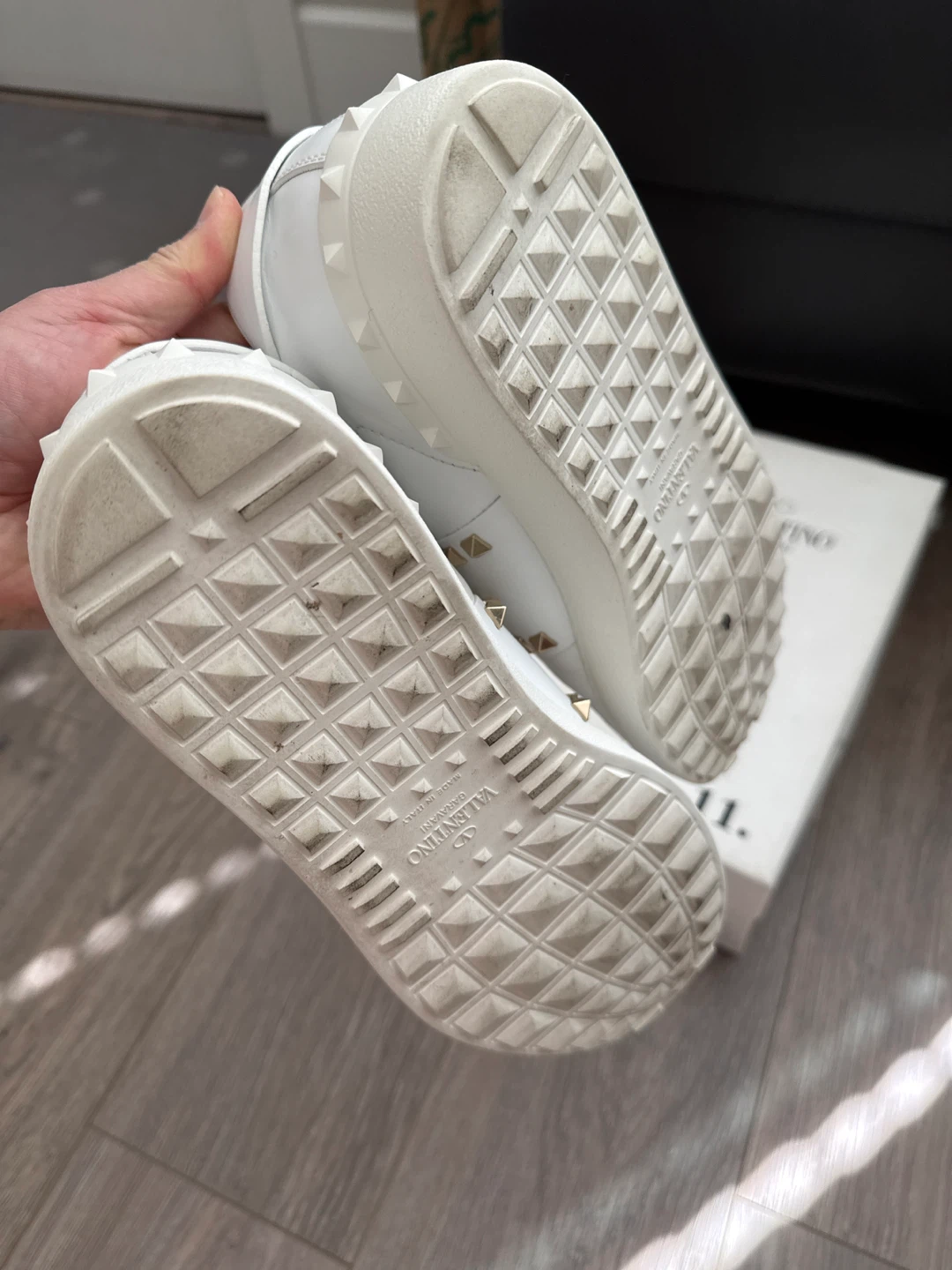 Valentino Garavani White Leather Rockstud Sneakers - photo 4