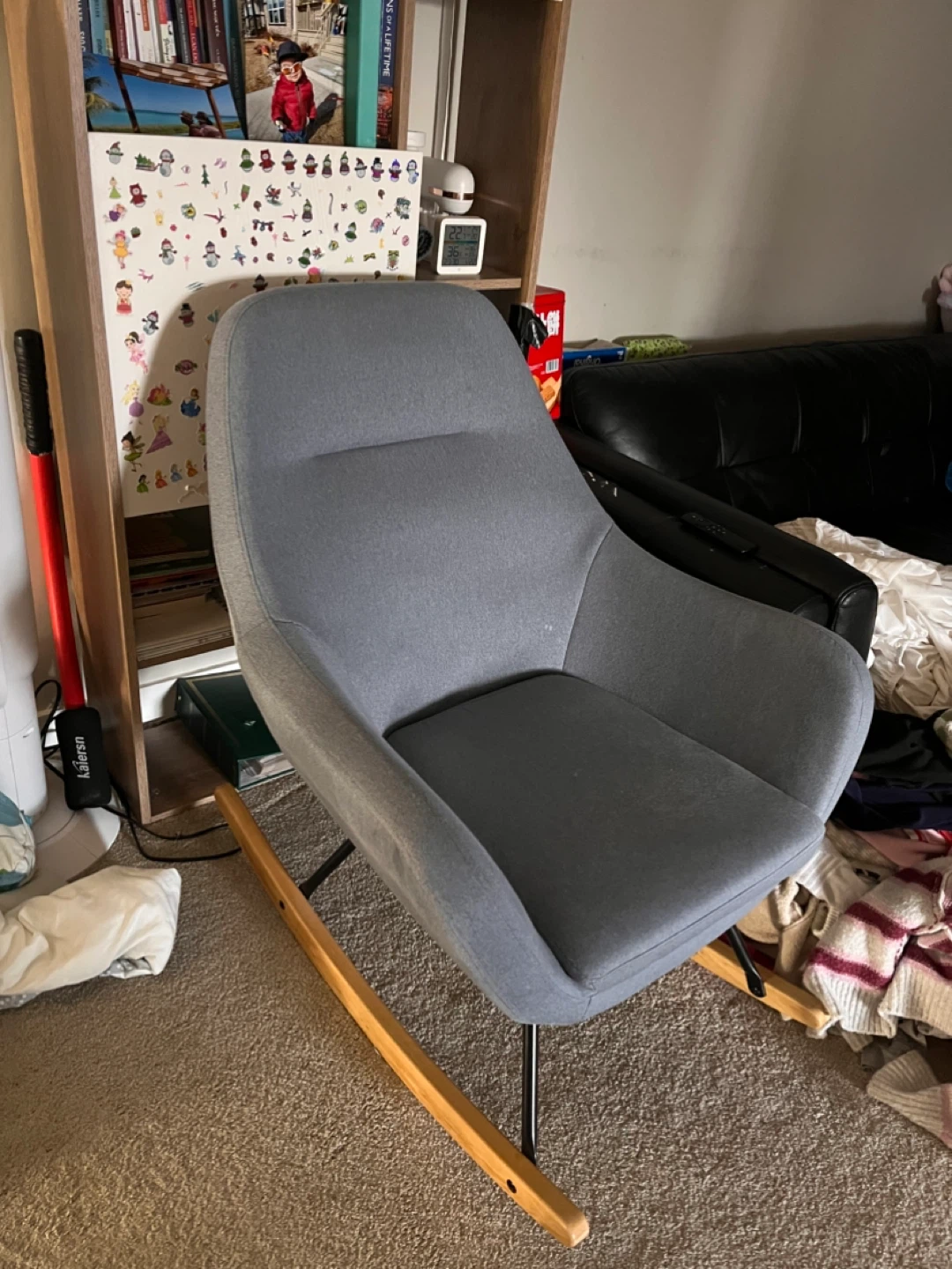 Grey Upholstered Rocking Chair