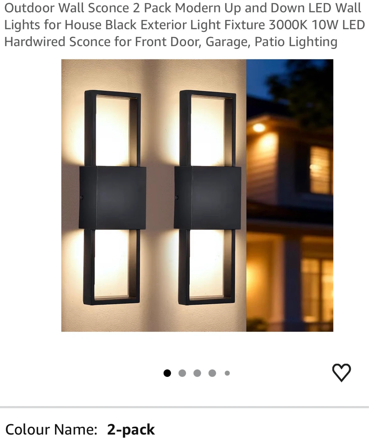 Outdoor Wall Sconce 2-Pack Black LED Up and Down Lights MUD2
