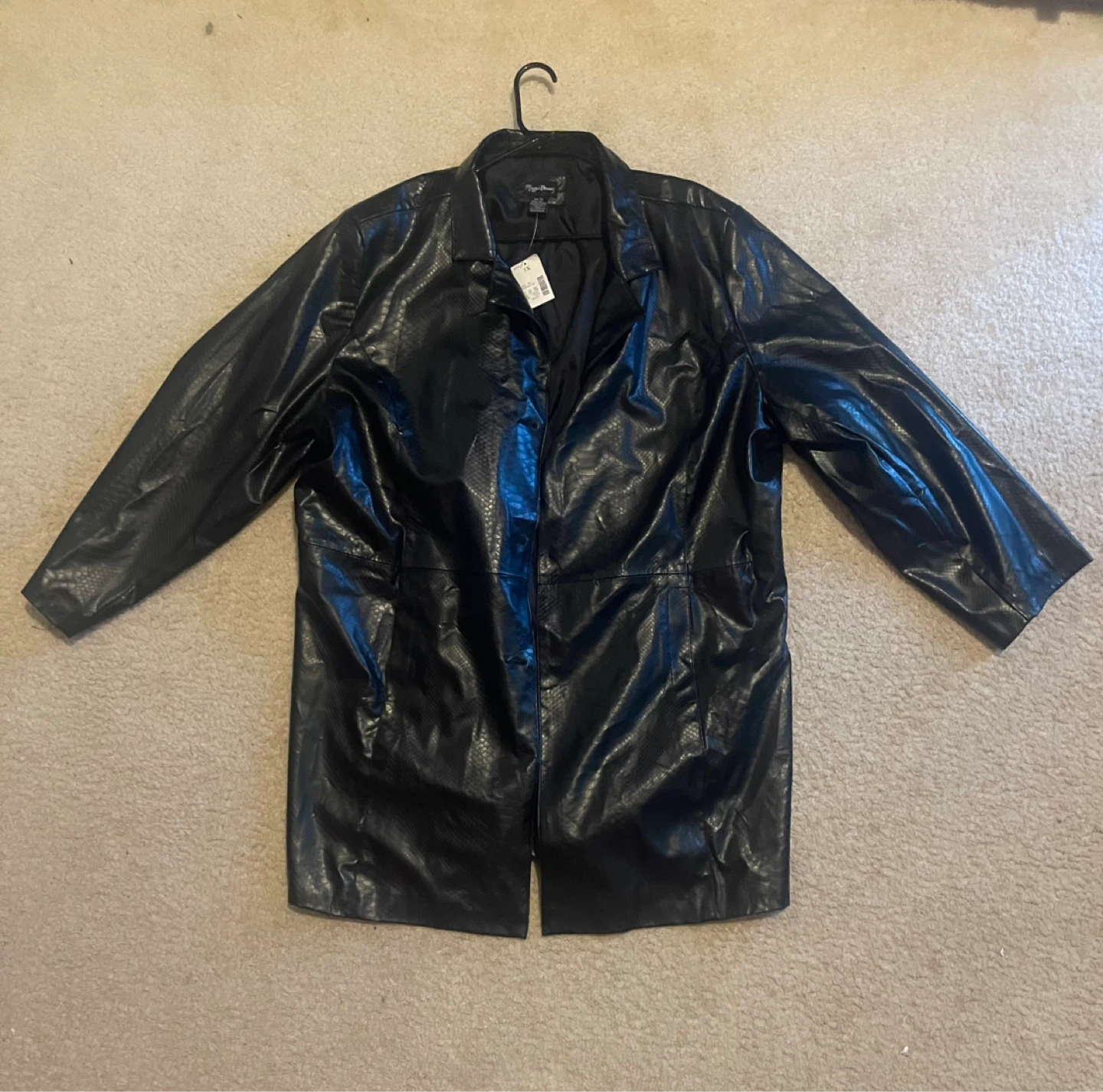 New Directions Black Faux Leather Blazer