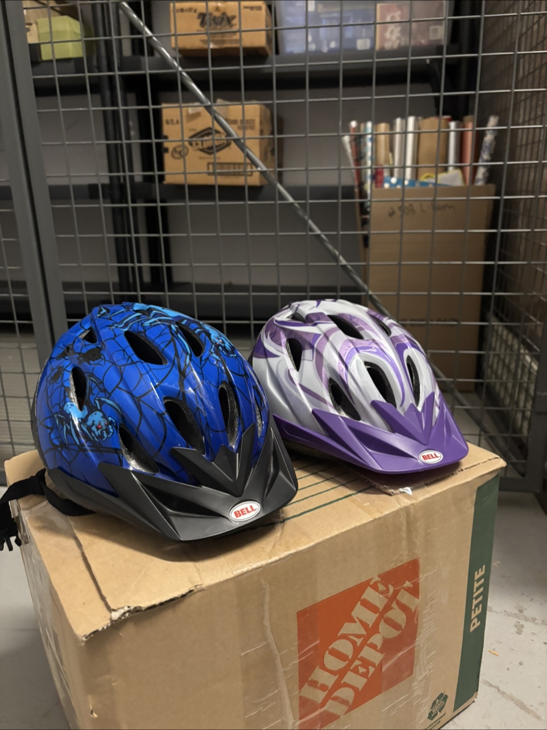 Bell Kids Bike Helmets - Blue Spider & Purple Swirl