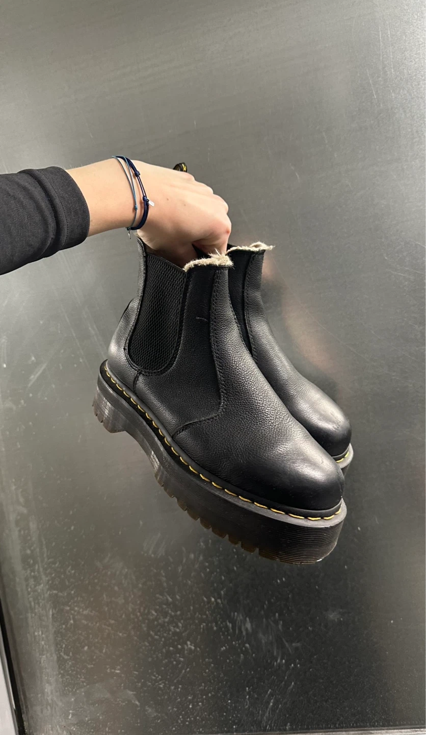 Dr. Martens Black Leather Platform Chelsea Boots