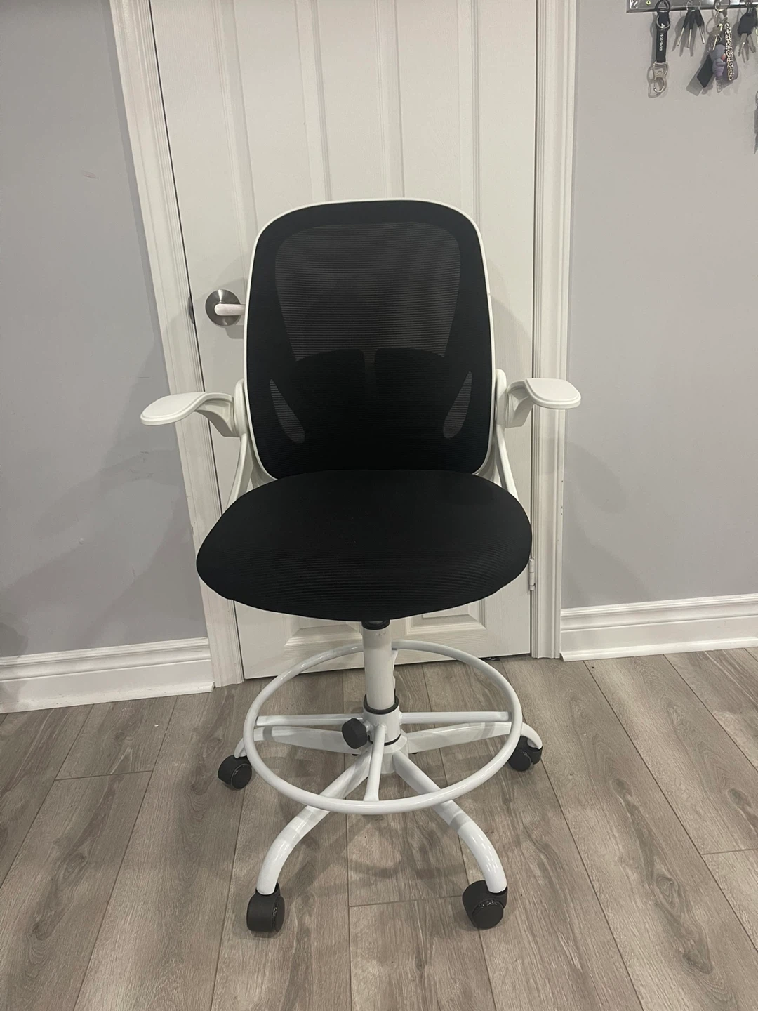 White Drafting Stool Chair