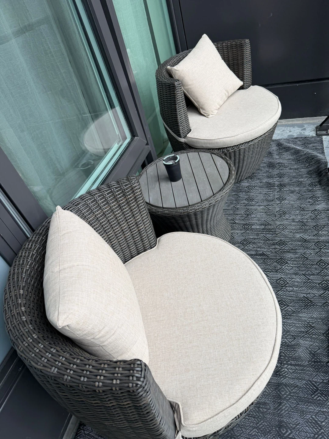 Wicker patio set with two chairs and side table - photo 4