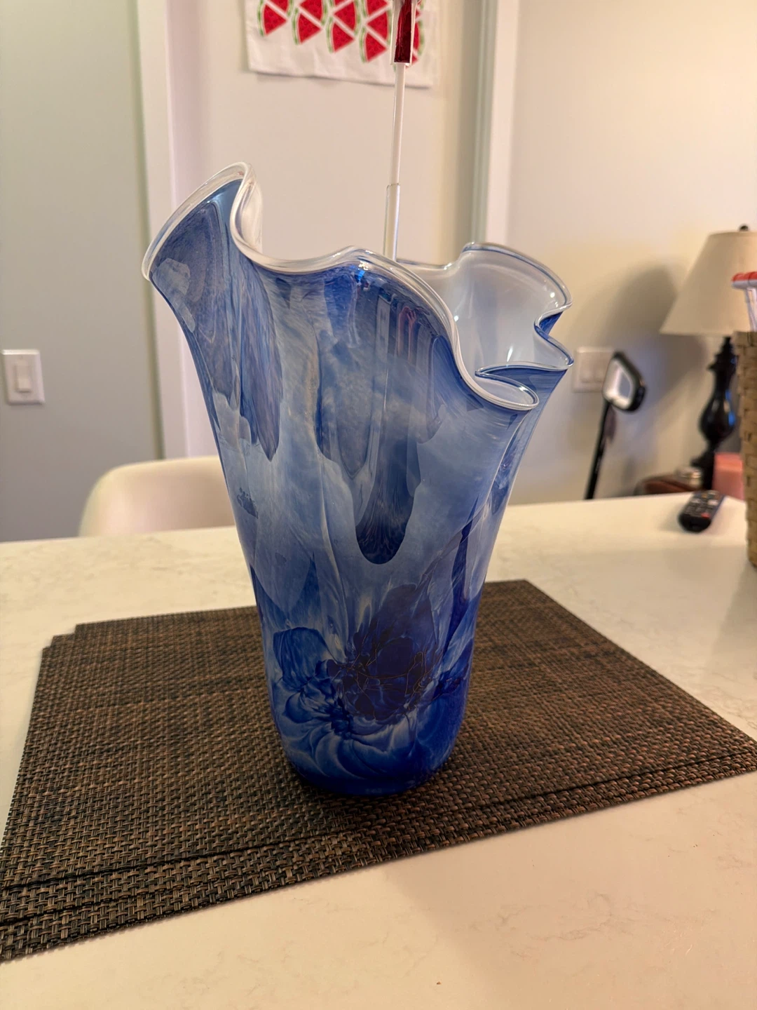 Blue Swirl Glass Vase