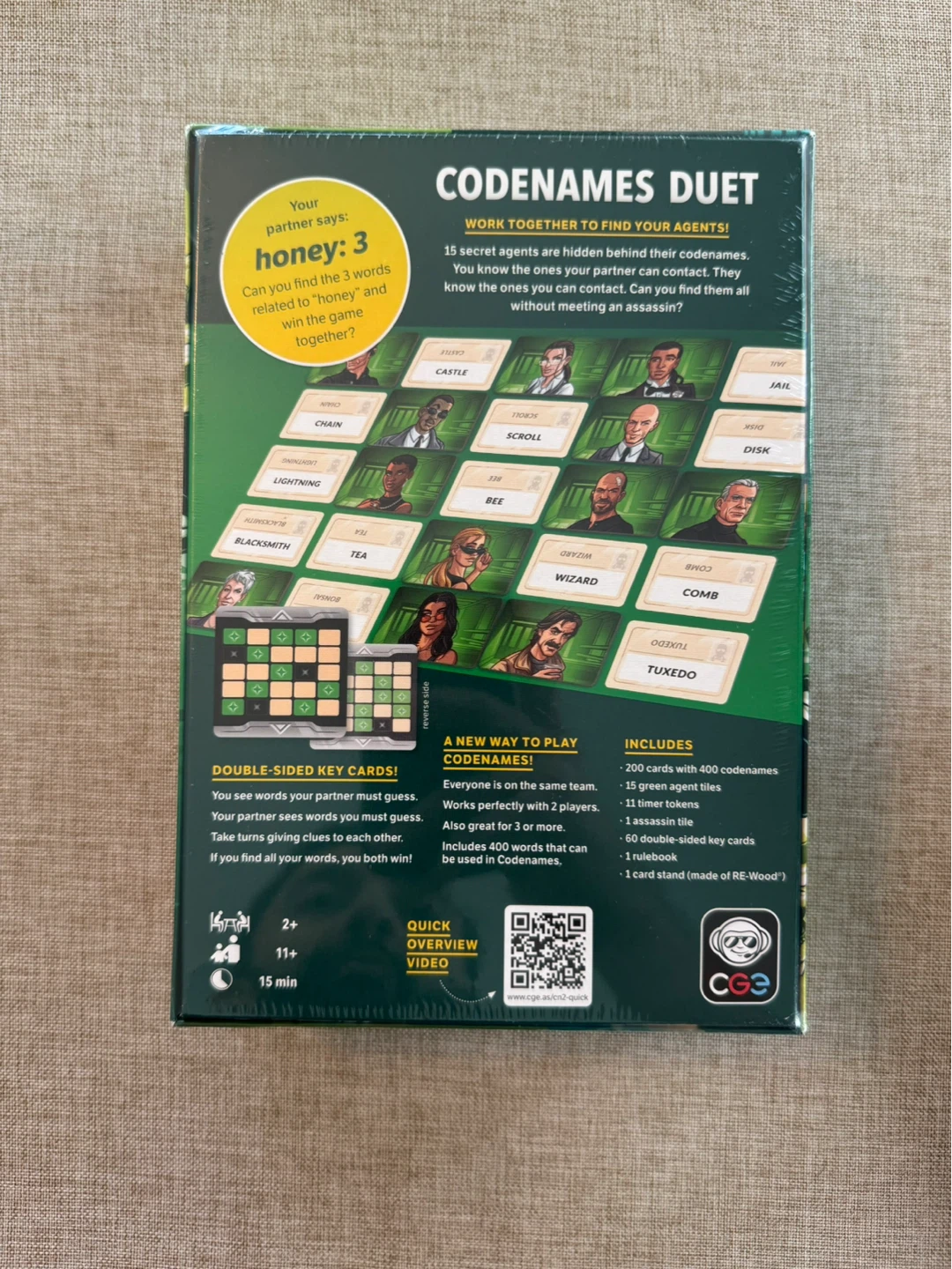 Codenames Duet Cooperative 2-Player Word Game - photo 2