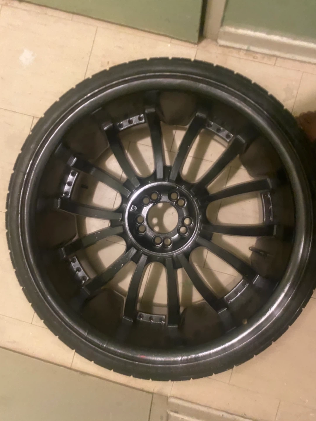 Set of 4 Black Aftermarket Rims and Tires - photo 2