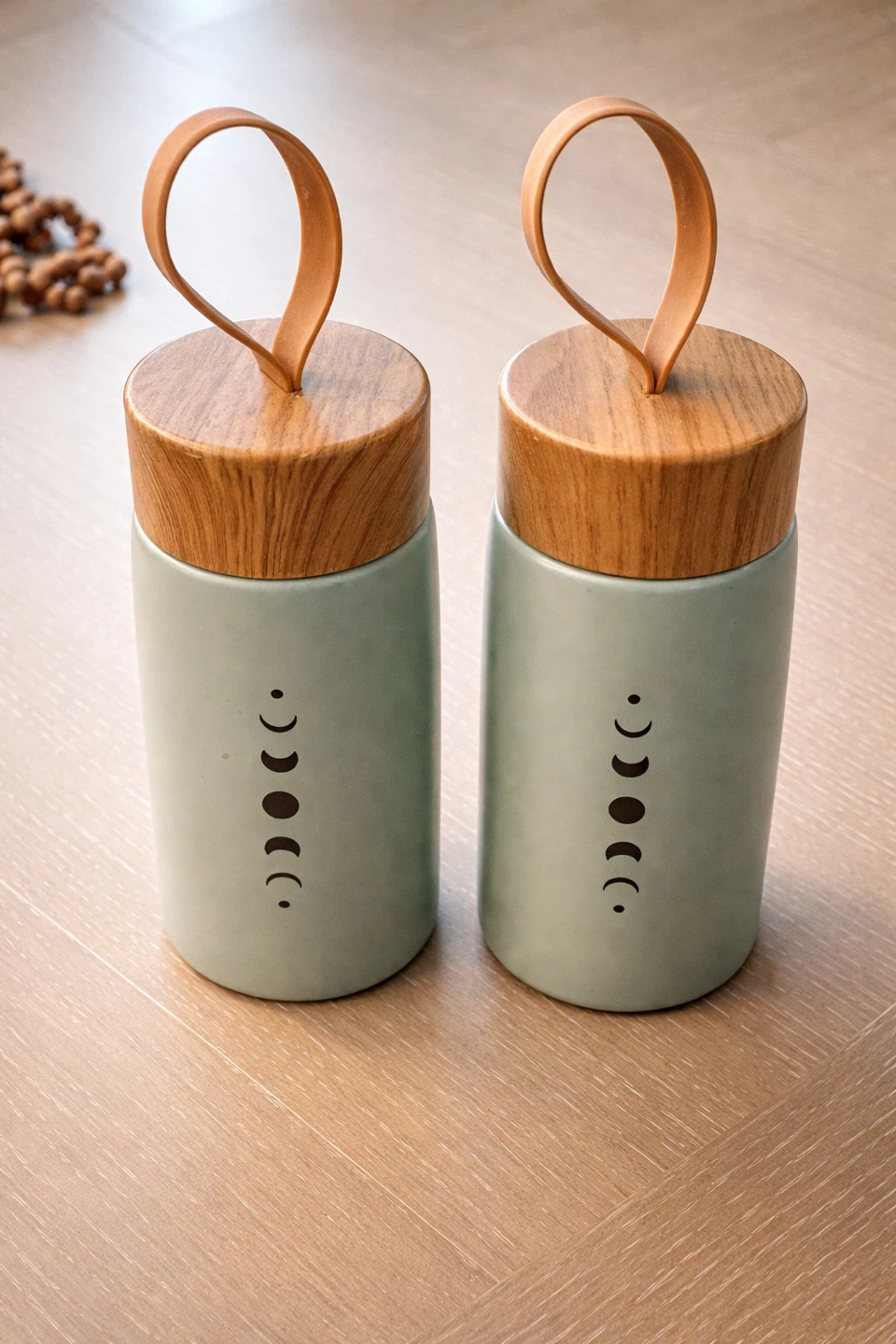 Stainless Steel Insulated Bottles – Moon Phase Design (Set of 2)